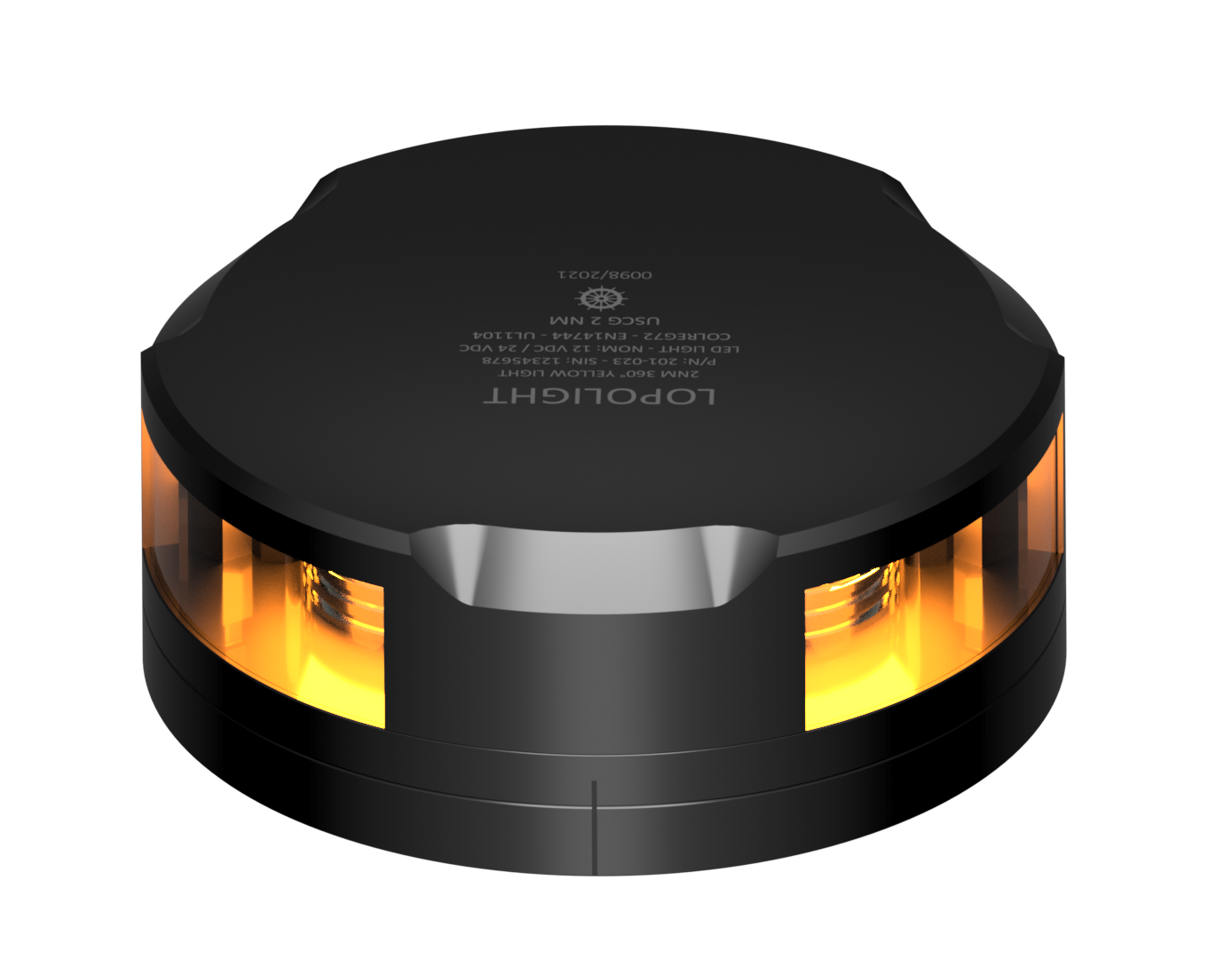 2nm 360° Yellow/Strobe, black w/FB base 2nm 360° Yellow/Strobe, black w/FB base